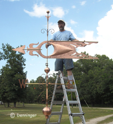 Al Denninger - Sculptor - Weather Vane Artist - Coppersmith - Blacksmith with a large copper Weather Vane he crafted in 2010 for an estate on the Chesapeake Bay in MD